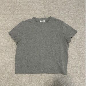 Madhappy Women's Classic Ribbed Baby Tee size XL in Heather Grey